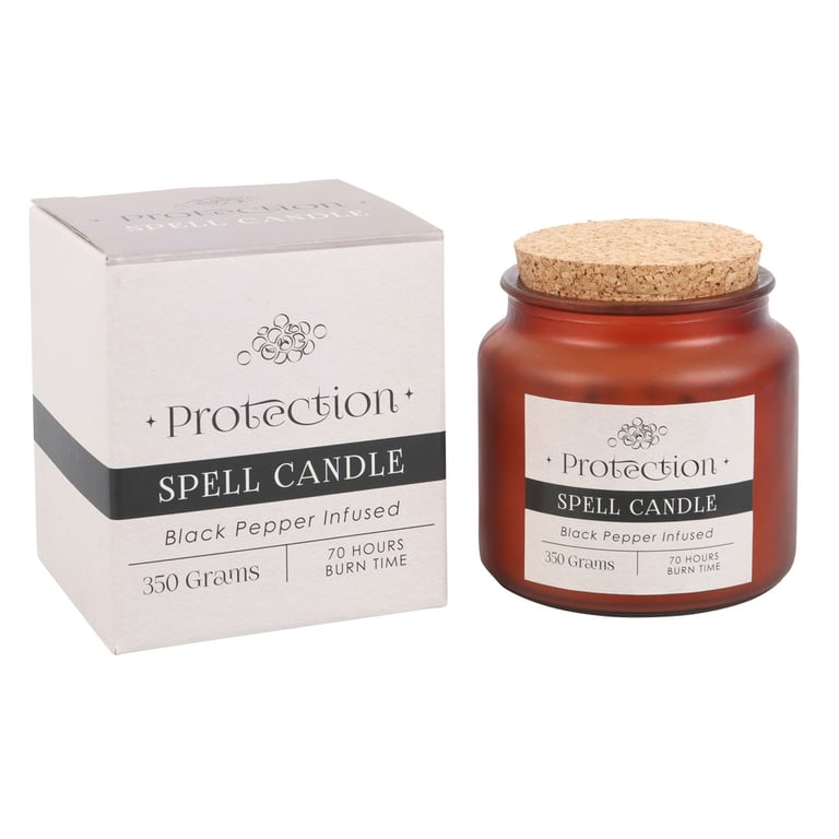 Black Pepper Infused Protection Spell Candle - Energy Shield & Divine Attraction in a 70hr Burn Time Frosted Glass Jar