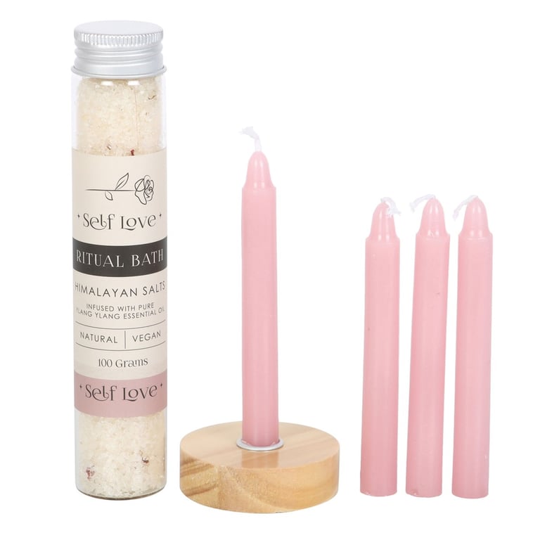 Self Love Herbal Ritual Bath Kit: Himalayan Salt & Ylang Ylang Essential Oil Bathing Experience for Inner Healing and Self Acceptance
