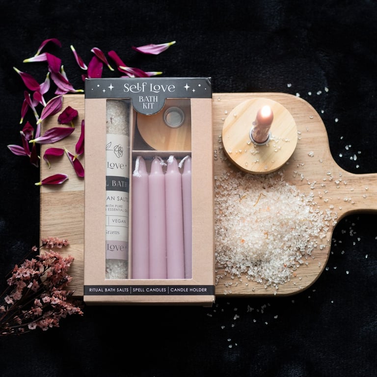 Self Love Herbal Ritual Bath Kit: Himalayan Salt & Ylang Ylang Essential Oil Bathing Experience for Inner Healing and Self Acceptance
