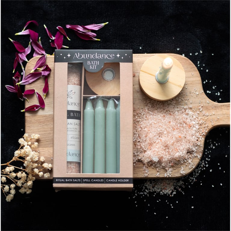 Abundance Herbal Ritual Bath Kit - Himalayan Salt & Clary Sage Essential Oil Blissful Bathing Experience for Manifestation