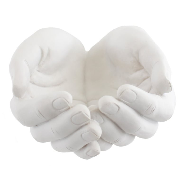 Healing Hands White Plaster Crystal Display Stand Home Decor Statue