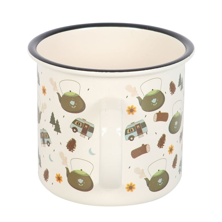 Woodland Pattern Enamel Camping Mug 550ml - Perfect for Outdoor Adventures