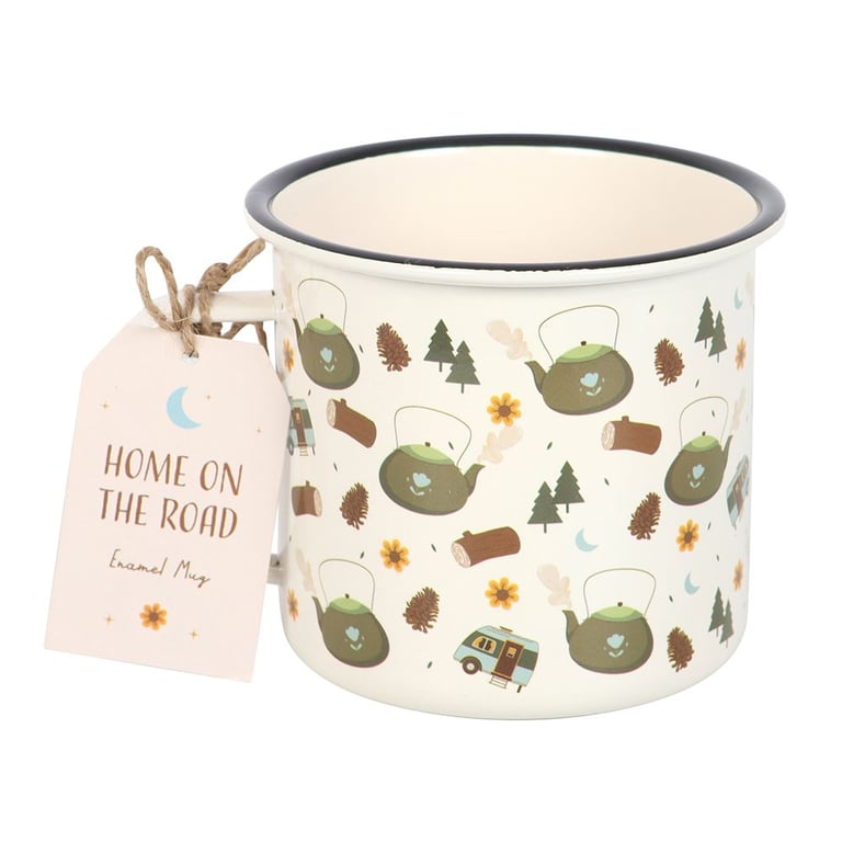 Woodland Pattern Enamel Camping Mug 550ml - Perfect for Outdoor Adventures