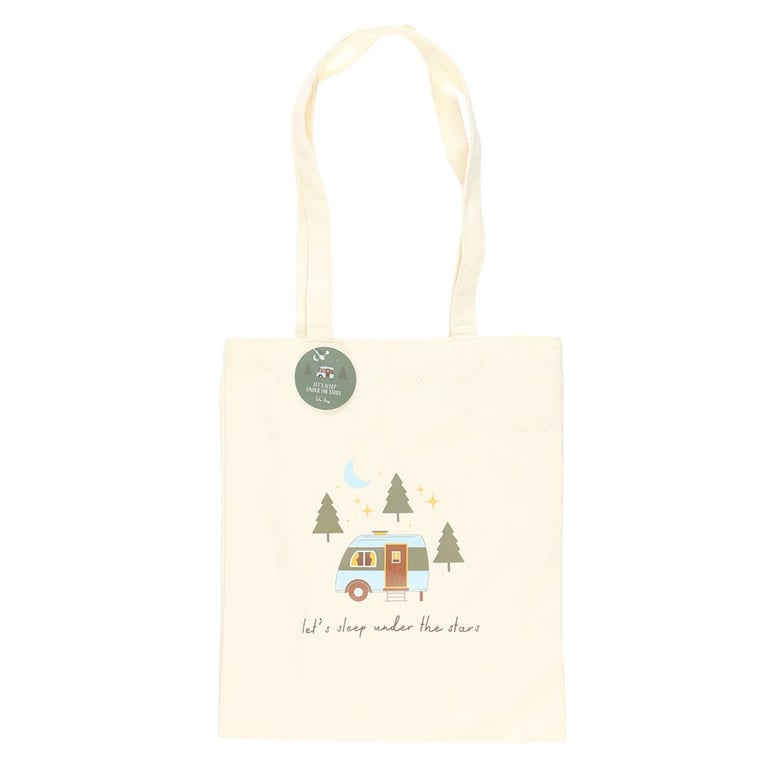 Let s Sleep Under the Stars Polycotton Caravan Camping Tote Bag