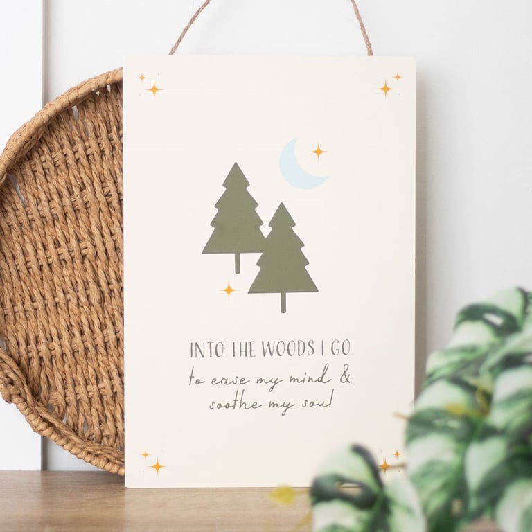 Into the Woods Woodland Hanging Sign - Perfect Outdoor Decor for Nature Lovers