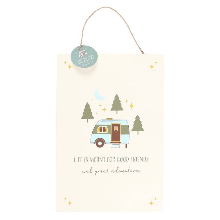 Good Friends and Great Adventures Outdoor Hanging Sign - Perfect Camping Decoration