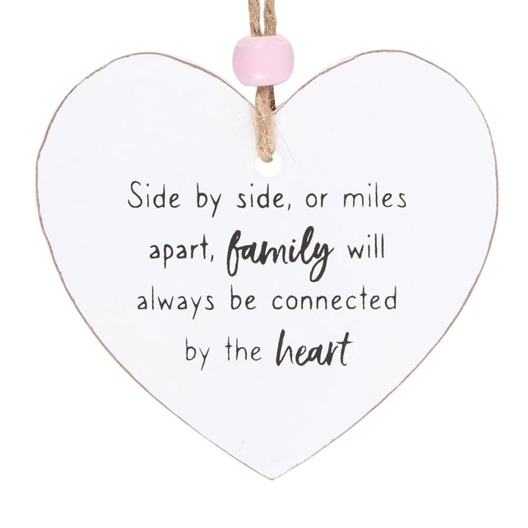 Family Is... Wooden Heart Decoration - Side by Side Sentiment Sign