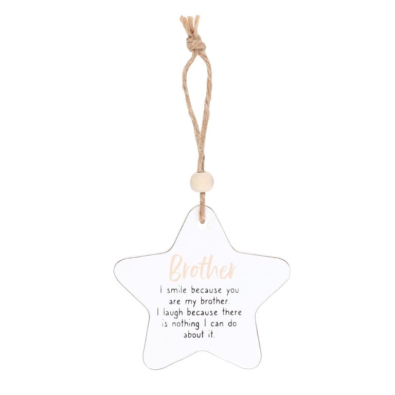 Brother Hanging Star Sentiment Sign - Token Gift Wooden Decoration for Family and Friends