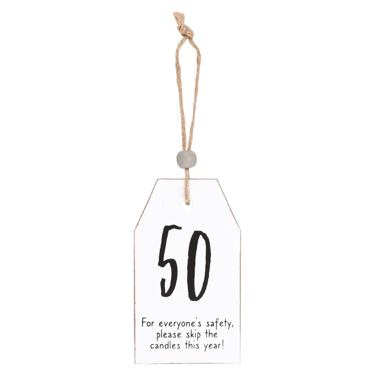 50 Milestone Birthday Hanging Sentiment Sign - Wood and Twine Decoration for Home