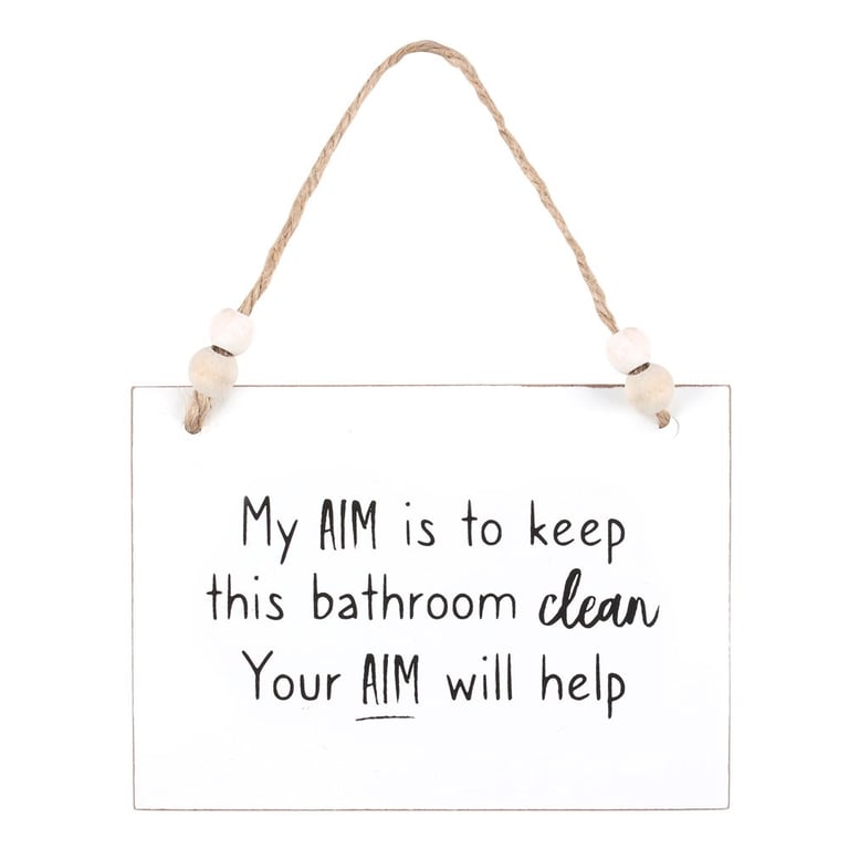 Your Aim Hanging Sign - White Wooden Bathroom Decoration Token Gift