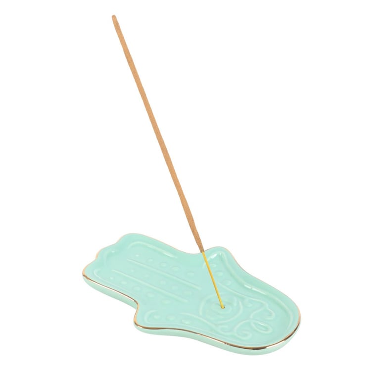 Blue Hamsa Hand Ceramic Incense Holder - Elegant Home Decor