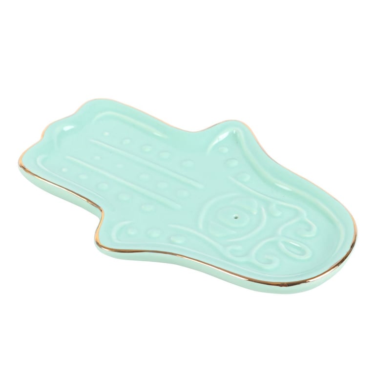 Blue Hamsa Hand Ceramic Incense Holder - Elegant Home Decor