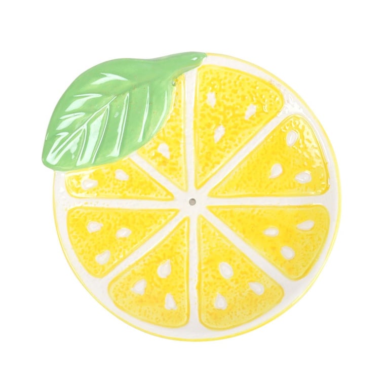 Ceramic Lemon Slice Incense Holder - Home Decor Accent for Side Tables and Nightstands