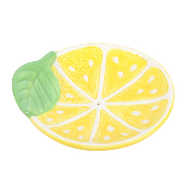Ceramic Lemon Slice Incense Holder - Home Decor Accent for Side Tables and Nightstands