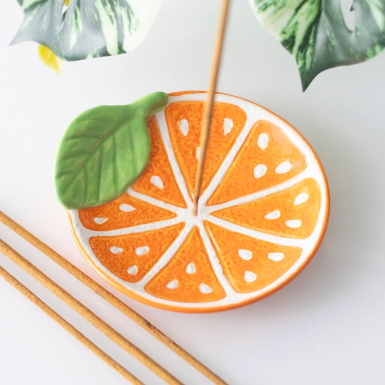 Ceramic Orange Slice Incense Holder - Home Decor Accent