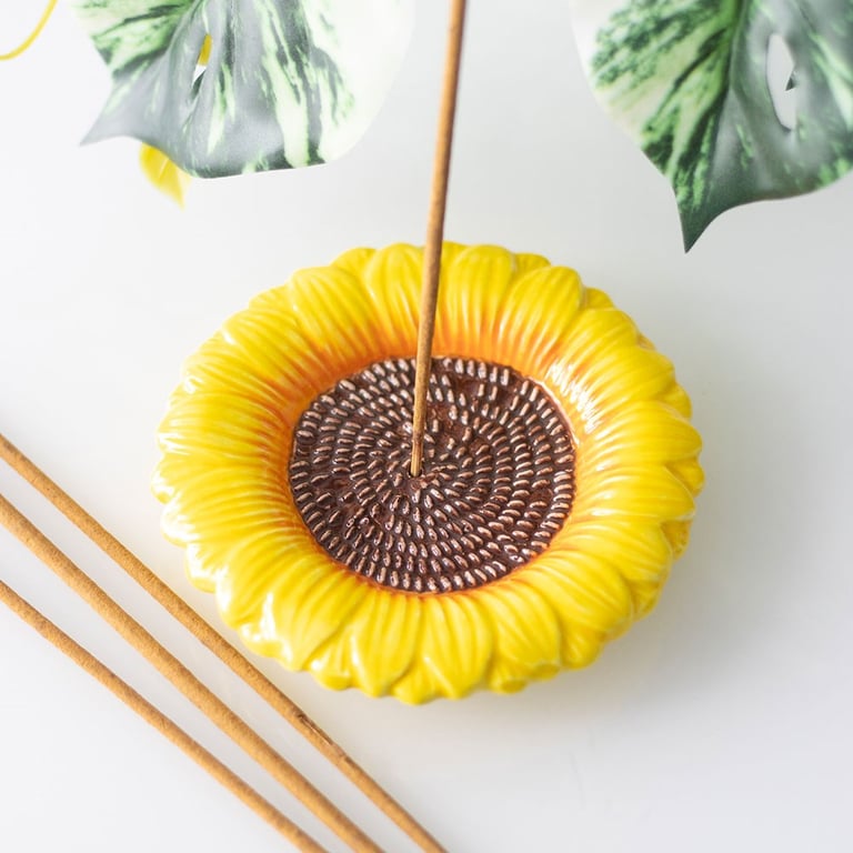 Ceramic Sunflower Incense Holder - Home Decor Ash Catcher