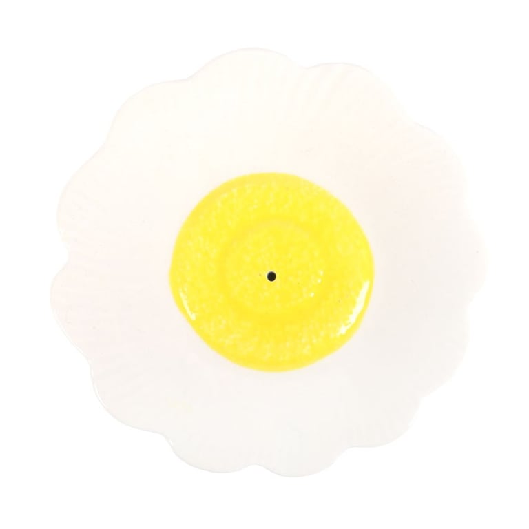 Ceramic Daisy Incense Holder with Ash Catcher for Home Decor