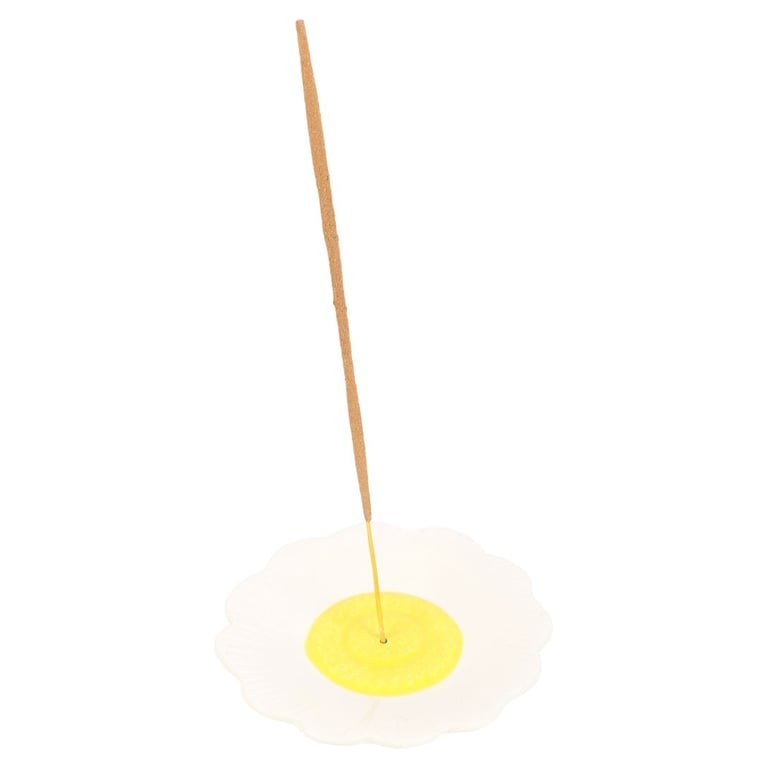 Ceramic Daisy Incense Holder with Ash Catcher for Home Decor