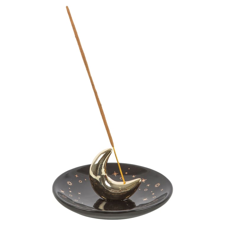 Ceramic Crescent Moon Incense Stick Holder - Elegant Home Decor