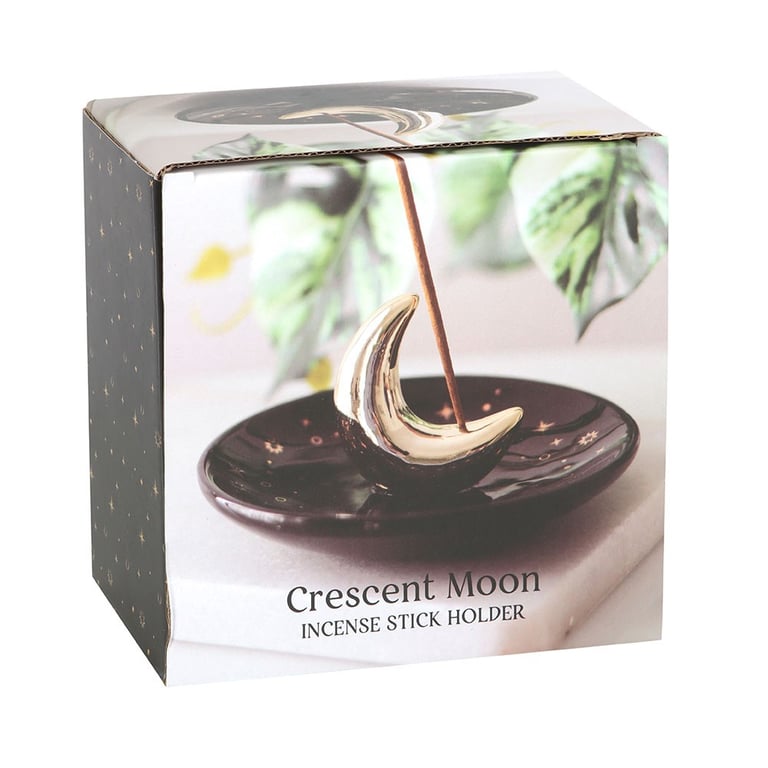 Ceramic Crescent Moon Incense Stick Holder - Elegant Home Decor