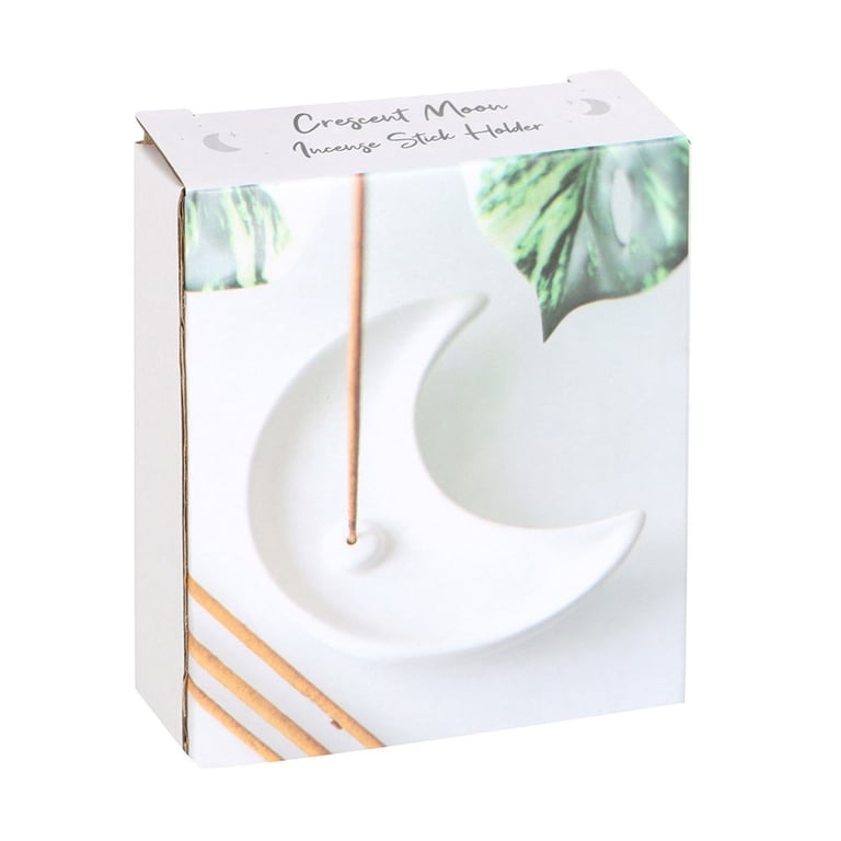Ceramic Crescent Moon Incense Holder - Modern Home Decor