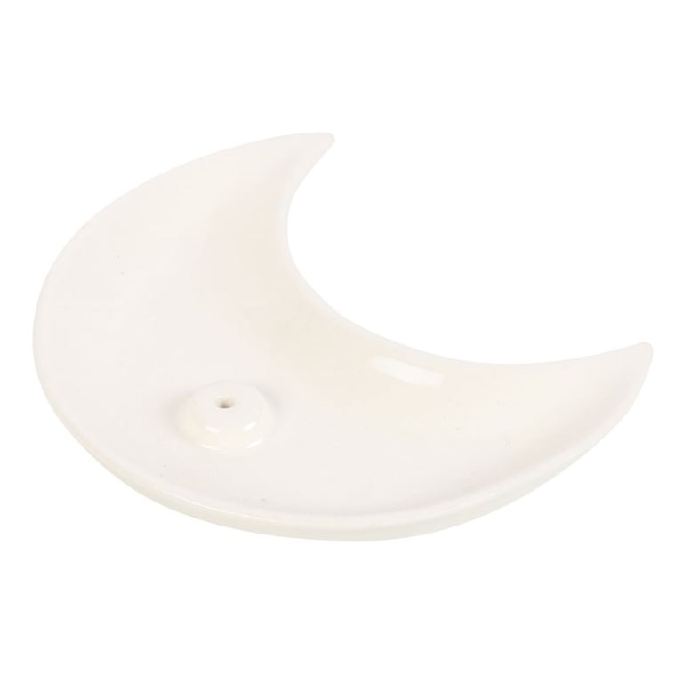 Ceramic Crescent Moon Incense Holder - Modern Home Decor
