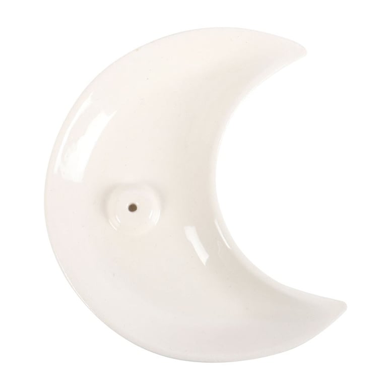 Ceramic Crescent Moon Incense Holder - Modern Home Decor