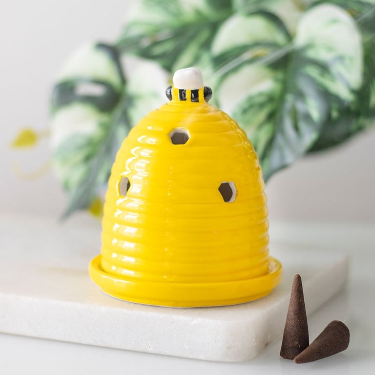 Yellow Beehive Ceramic Incense Cone Holder - Home Fragrance Decor