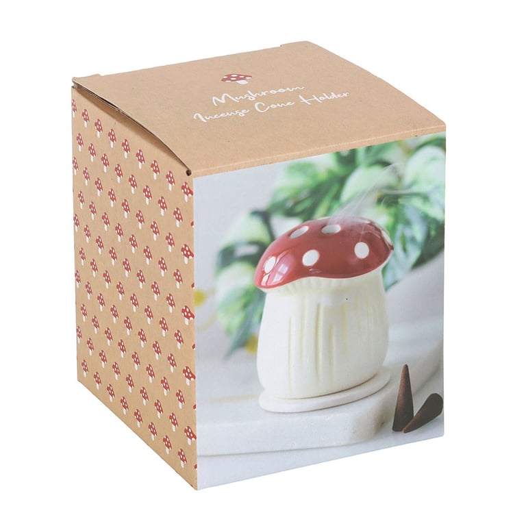 Ceramic Red Mushroom Incense Holder - Home Decor Accent