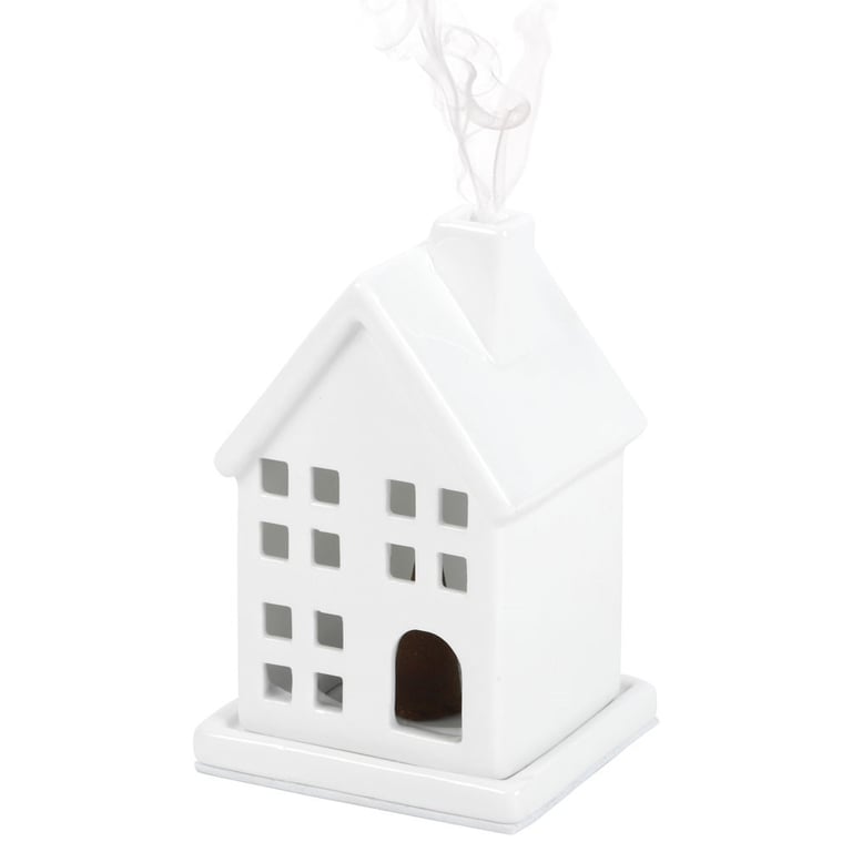 Ceramic White House Incense Cone Holder - Home Fragrance & Decor
