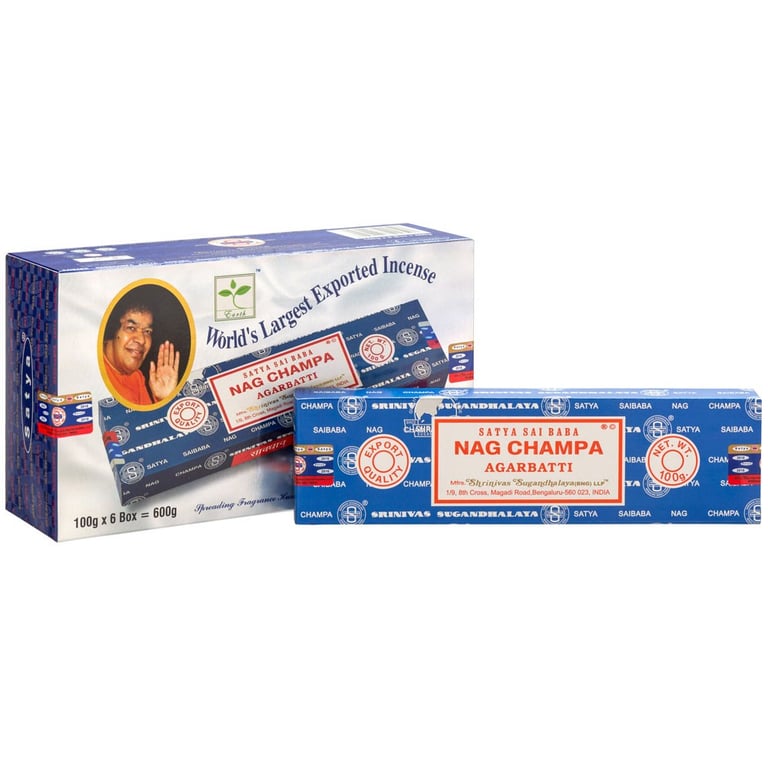 Satya Sai Baba Nag Champa Handmade Incense Sticks 6 x 100g Packs Vegan Friendly