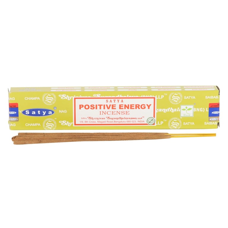 Satya Positive Energy Incense Sticks - Handmade Indian Lemongrass & Rose Aromatherapy for Happiness