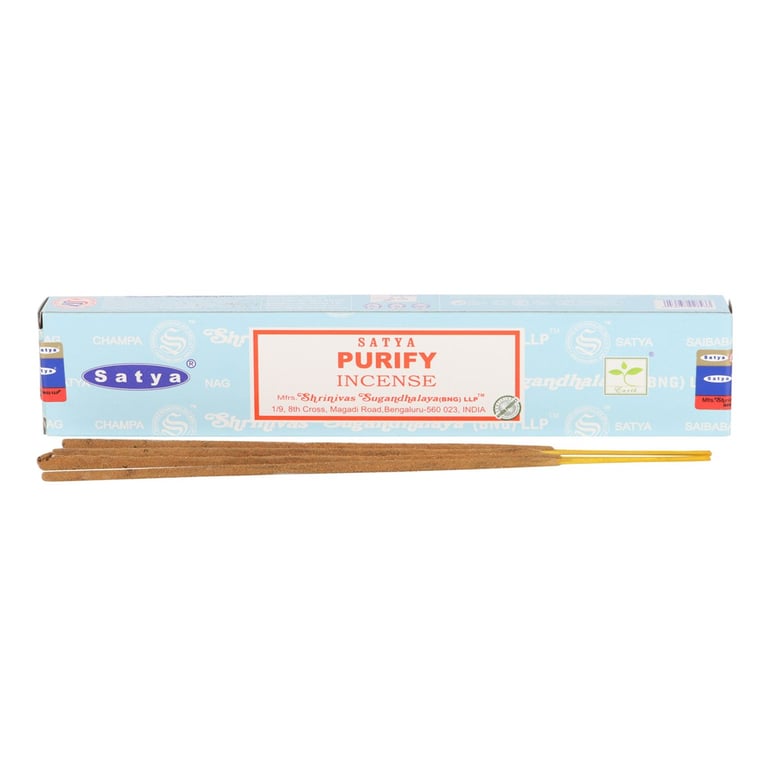 Satya Purify Incense Sticks - Vegan Friendly White Sage & Palo Santo Blend for Negative Energy Clearing