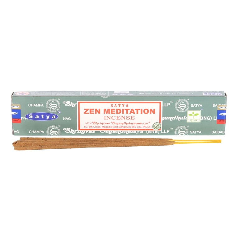 Satya Zen Meditation Incense Sticks - Handcrafted Frankincense Patchouli Scent, 12 Packs