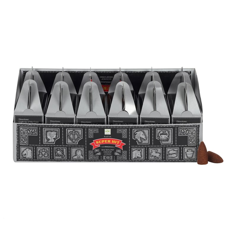 Satya Superhit Backflow Incense Cones - 6 Pack Longlasting Fragrance