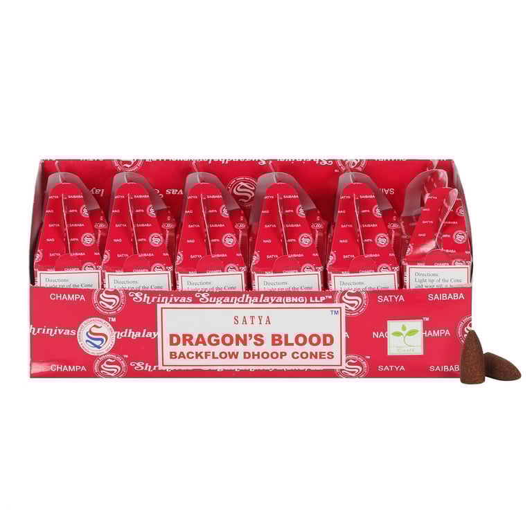 Satya Dragon s Blood Backflow Dhoop Cones - Long Lasting Home Fragrance