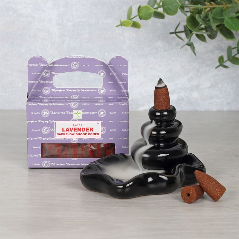 Satya Lavender Backflow Dhoop Cones - 6 Packets of Long Lasting Incense Cones