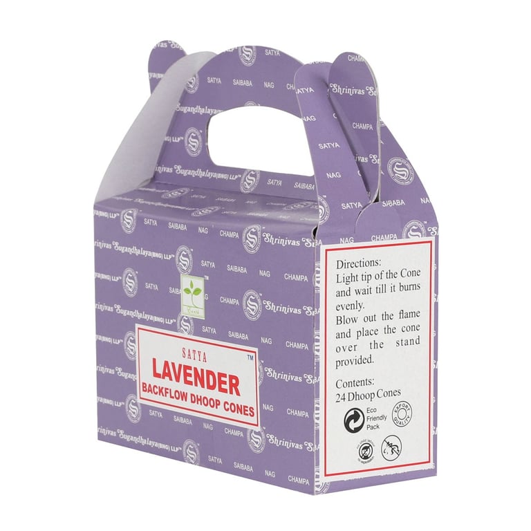 Satya Lavender Backflow Dhoop Cones - 6 Packets of Long Lasting Incense Cones