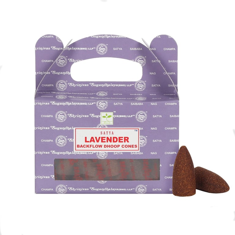 Satya Lavender Backflow Dhoop Cones - 6 Packets of Long Lasting Incense Cones