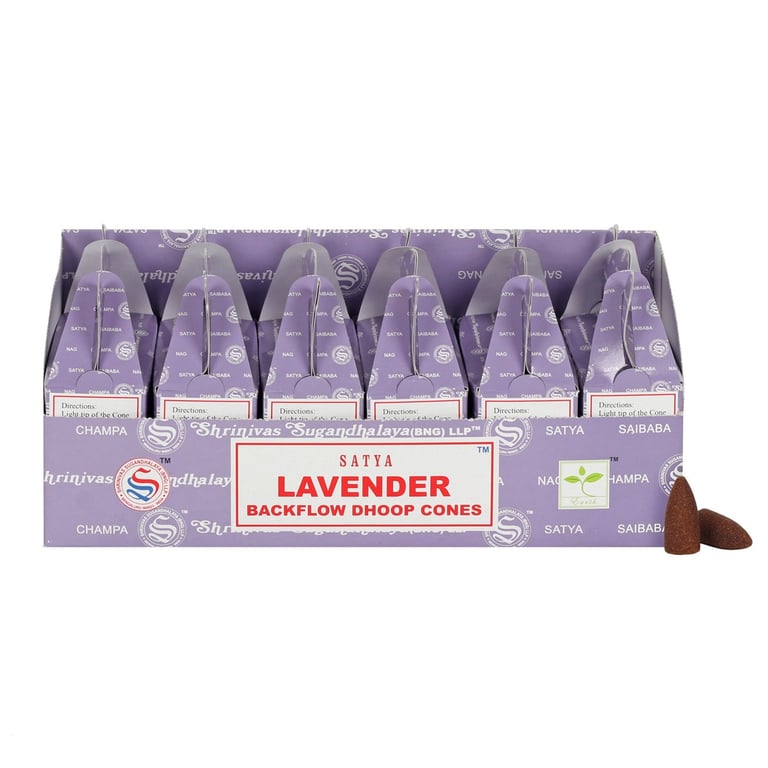 Satya Lavender Backflow Dhoop Cones - 6 Packets of Long Lasting Incense Cones