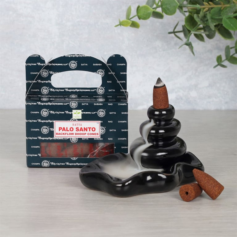 Satya Palo Santo Backflow Dhoop Cones - Longlasting Home Fragrance with Smoke Display