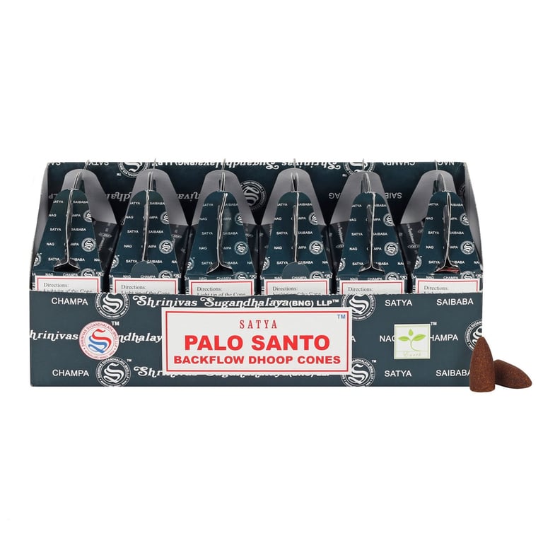Satya Palo Santo Backflow Dhoop Cones - Longlasting Home Fragrance with Smoke Display