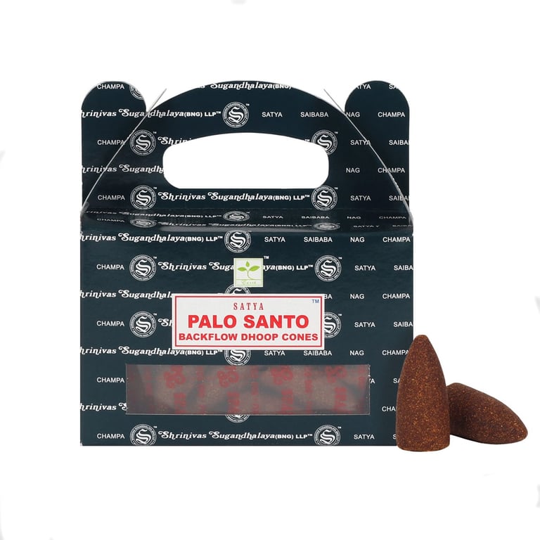 Satya Palo Santo Backflow Dhoop Cones - Longlasting Home Fragrance with Smoke Display