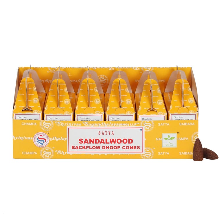 Satya Sandalwood Backflow Dhoop Cones - Long Lasting Home Fragrance for Stunning Smoke Displays