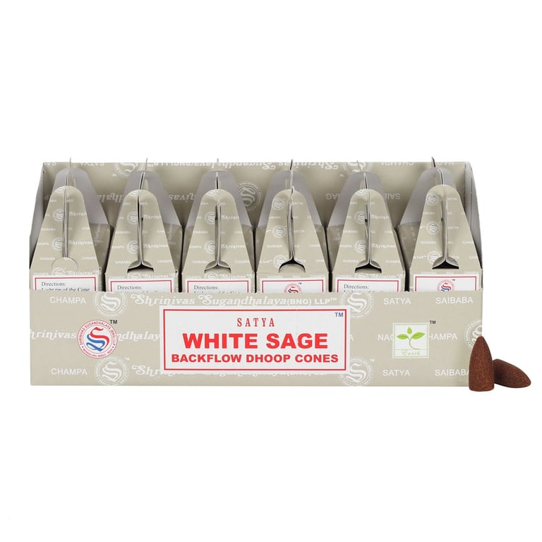 Satya White Sage Backflow Dhoop Cones - Long Lasting Home Fragrance & Spiritual Cleansing Cones