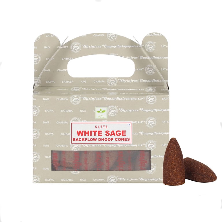 Satya White Sage Backflow Dhoop Cones - Long Lasting Home Fragrance & Spiritual Cleansing Cones