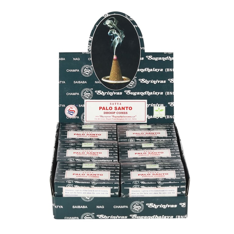 Satya Palo Santo Dhoop Cones - 12 Longlasting Natural Incense Cones
