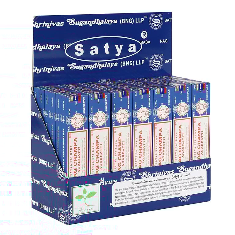 Satya Nag Champa Incense Sticks - 42 Packs of Handrolled Home Fragrance in Display