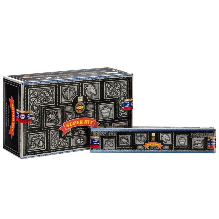 Satya Super Hit Incense Sticks - 12 Packets of Vegan Friendly Fragrance
