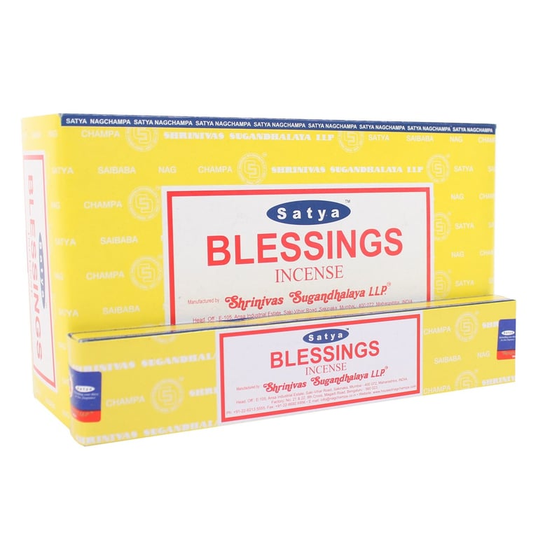 Satya Blessings Incense Sticks - 12 Packs of Handmade Vegan Friendly Indian Incense